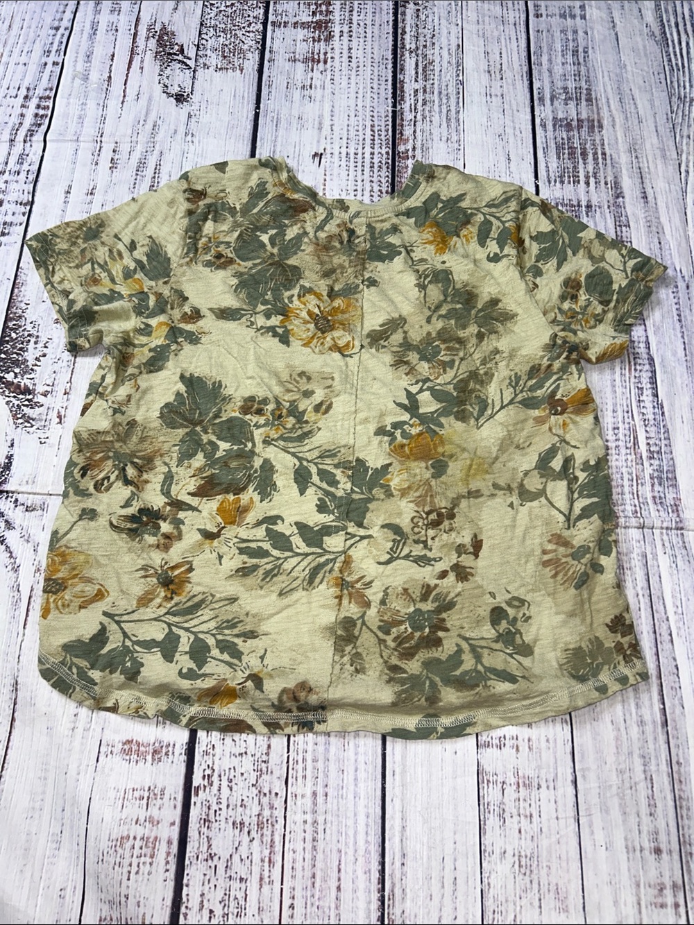 Pilcro Light Sage Green Floral Scoop Neck Tee - Picture 2 of 3